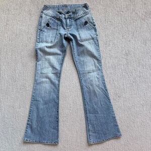 Vintage Y2K dELiA*s Low Rise Patch Pocket Flare Jeans Size 1/2 (24)